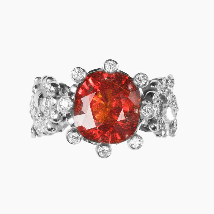 Kingdom of Two Sicilies Pavè Garnet Tangerine Ring