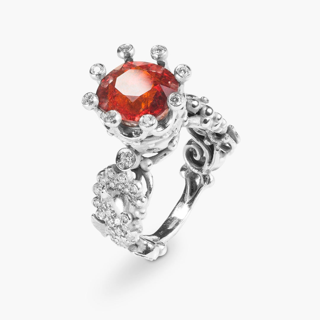 Kingdom of Two Sicilies Pavè Garnet Tangerine Ring