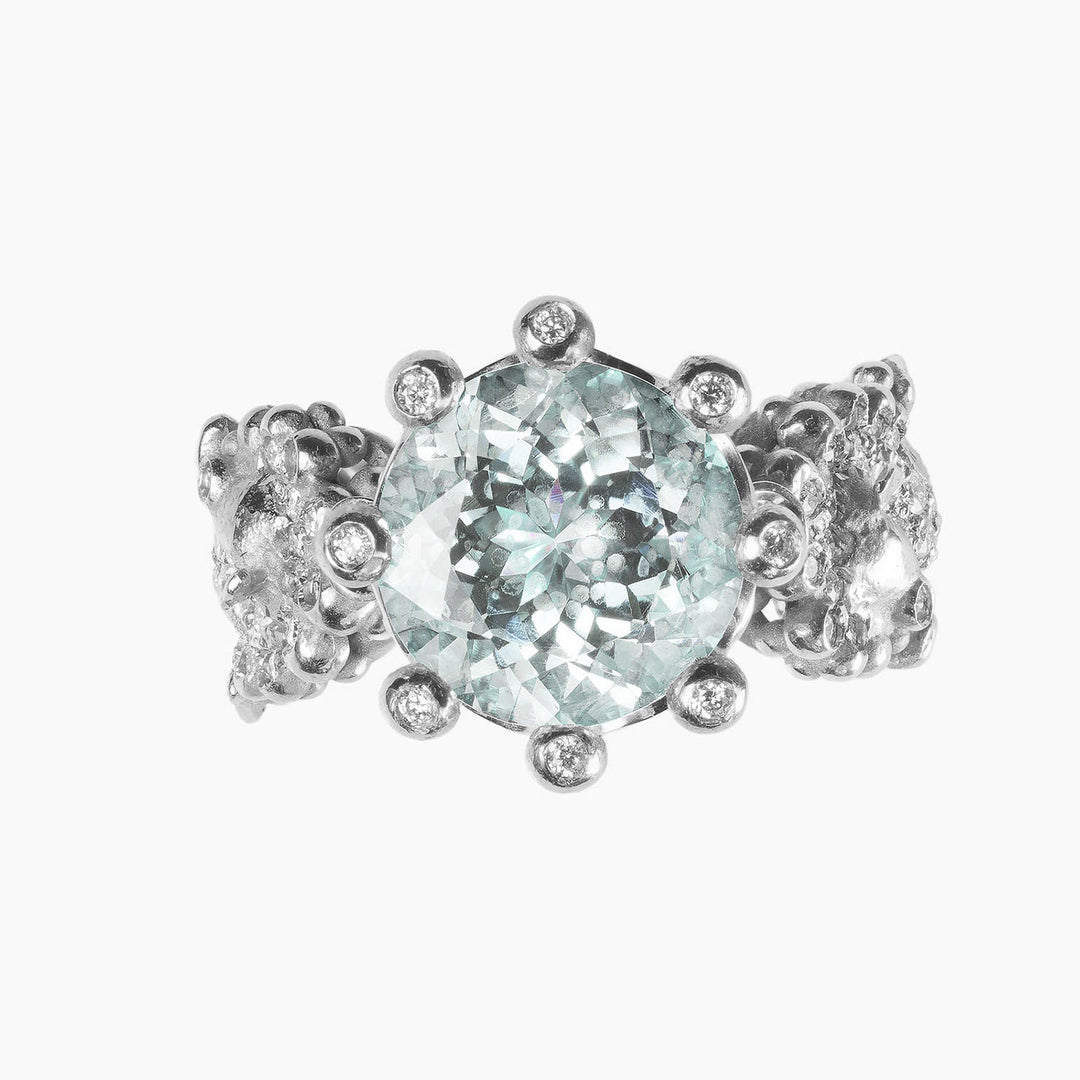 Anello Regno delle Due Sicilie Pavè Acqua Marina
