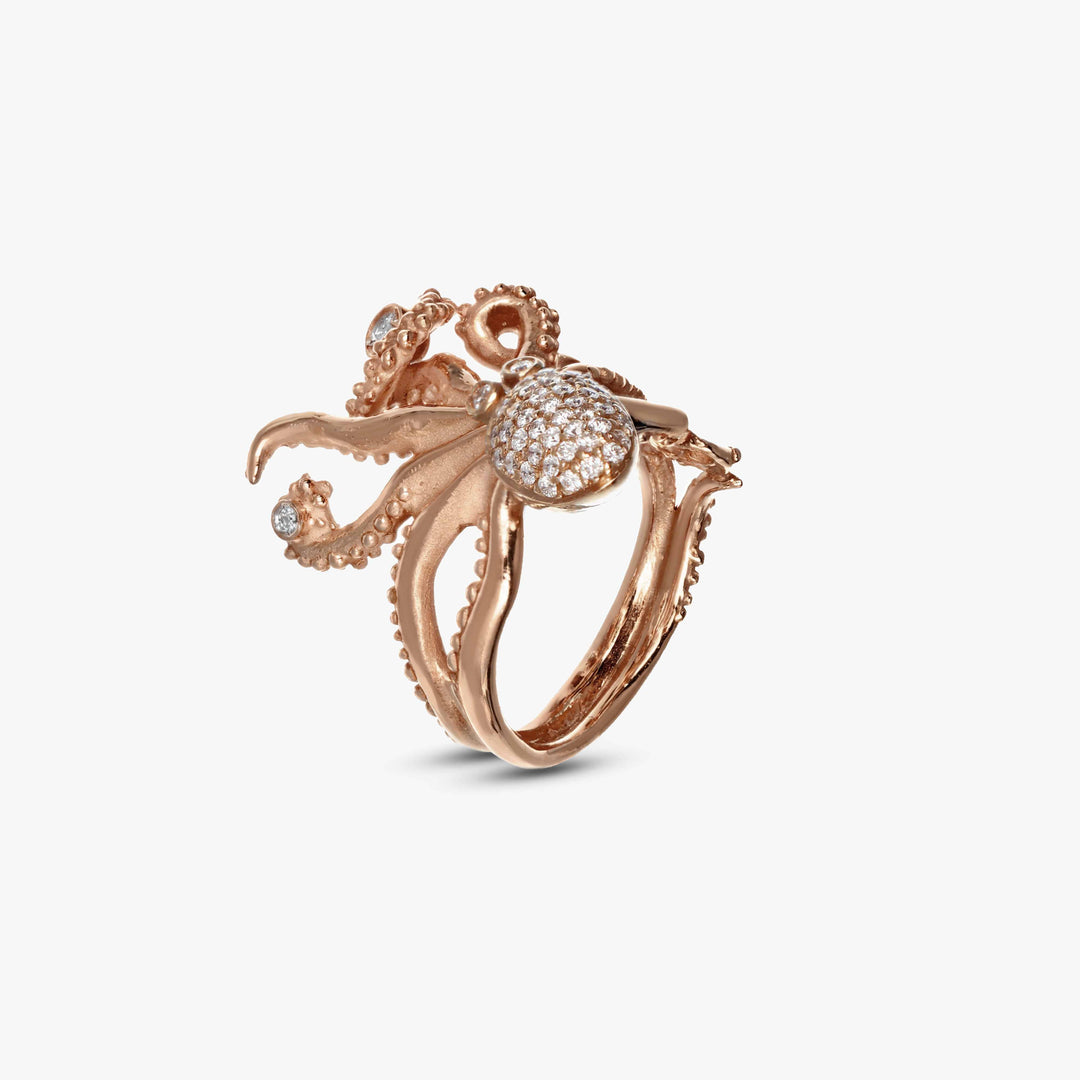 MassimoIzzoJeweler_BrightMovingHeadOctopusRing_RoseGold18kt_Diamonds_Principale
