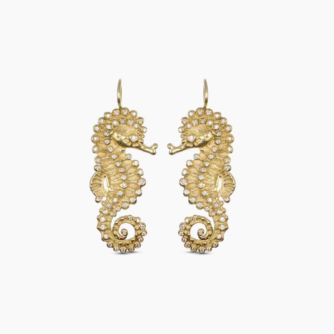 MassimoIzzoJeweler_BrightSeahorseEarrings_YellowGold_Diamonds_Fronte
