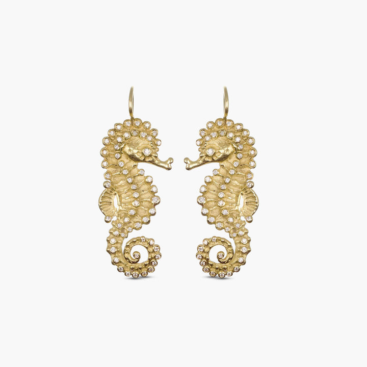 MassimoIzzoJeweler_BrightSeahorseEarrings_YellowGold_Diamonds_Fronte