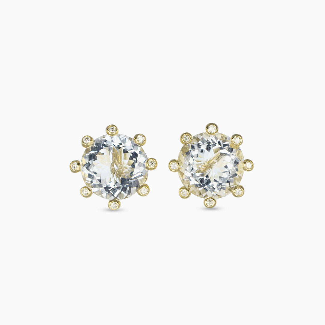 MassimoIzzoJeweler_CrownEarrings_YellowGold18kt_Acquamarine_Diamonds_Frontale
