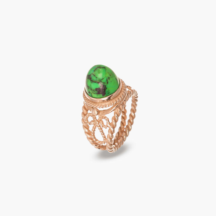 MassimoIzzoJeweler_GreenTurquoiseRing_Turquoise_RoseGold18kt_Fronte