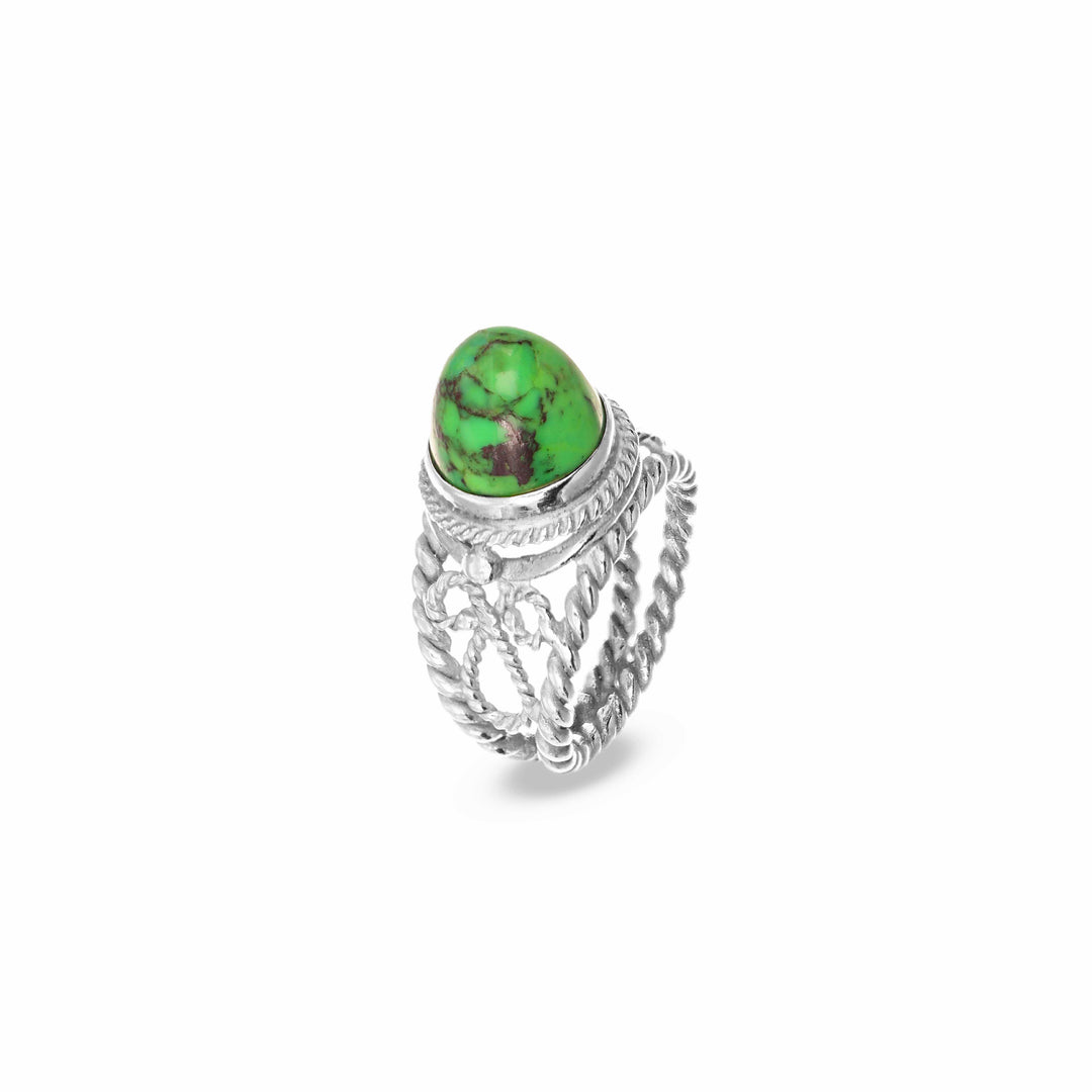 MassimoIzzoJeweler_GreenTurquoiseRing_Turquoise_WhiteGold18kt_Fronte