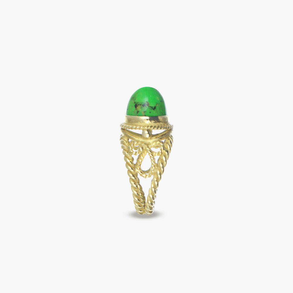 MassimoIzzoJeweler_GreenTurquoiseRing_Turquoise_YellowGold18kt_Lato