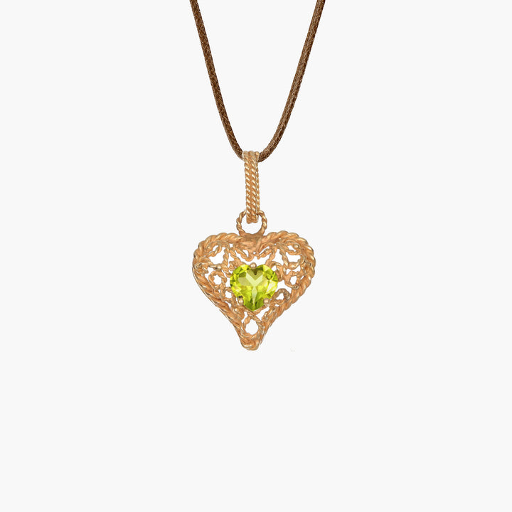 Massimo_Izzo_Jeweler_Heart_Pendant_Rose_gold_18kt_Green_Peridot_Fronte