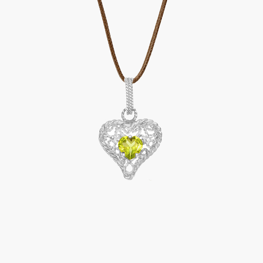MassimoIzzoJeweler_HeartPendant_Whitegold18kt_GreenPeridot_Fronte
