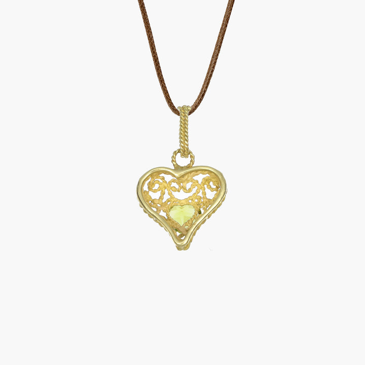 MassimoIzzoJeweler_HeartPendant_Yellowgold18kt_GreenPeridot_Retro