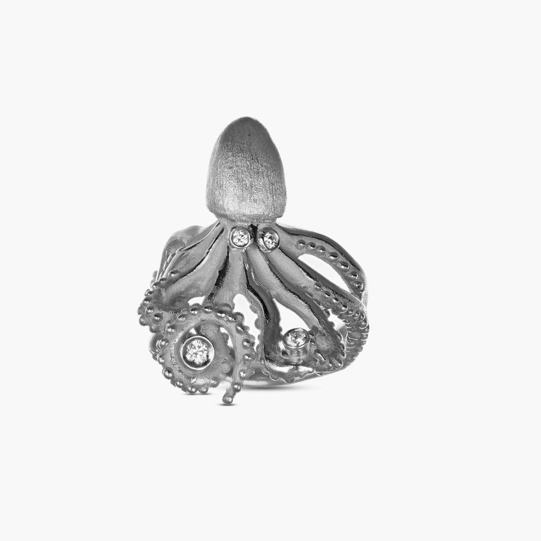 MassimoIzzoJeweler_MovingHeadOctopusRing_WhiteGold18kt_Diamonds_Fronte.