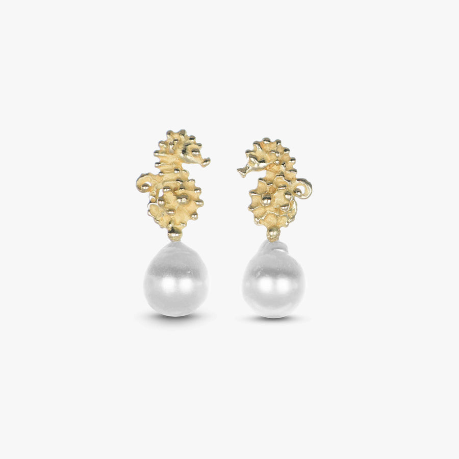MassimoIzzoJeweler_PearlSeahorseDropEarringsXS_YellowGold18kt_Pearl_Frontale