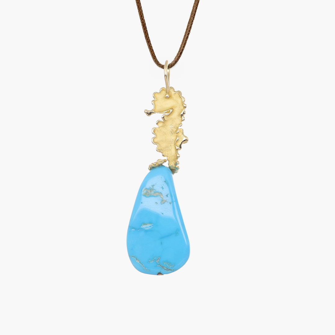 MassimoIzzoJeweler_SeahorsePendant_Yellowgold18kt_Turquoise_Retro