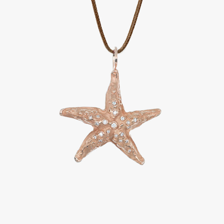 MassimoIzzoJeweler_TropicalBrightStarfishPendant_Rosegold18kt_Diamonds_Fronte