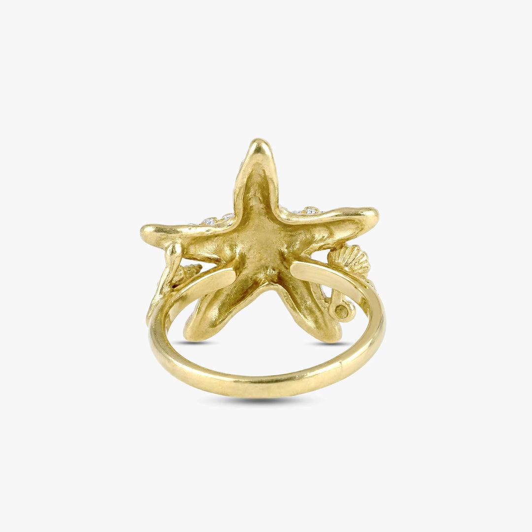 MassimoIzzoJeweler_TropicalBrightStarfishRing_YellowGold18kt_Diamonds_Retro