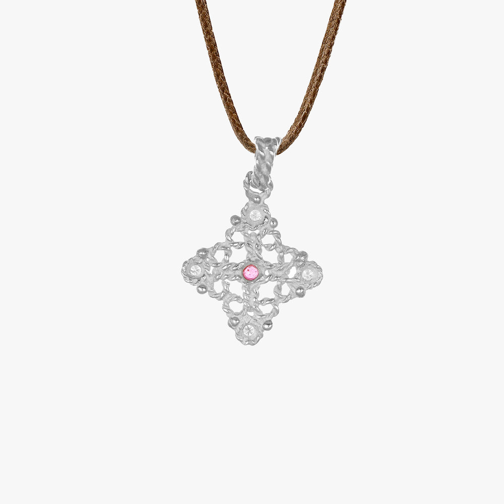 MassimoIzzoJewelers_CrossPendant_WhiteGold18kt_Diamonds_RedRuby_Retro