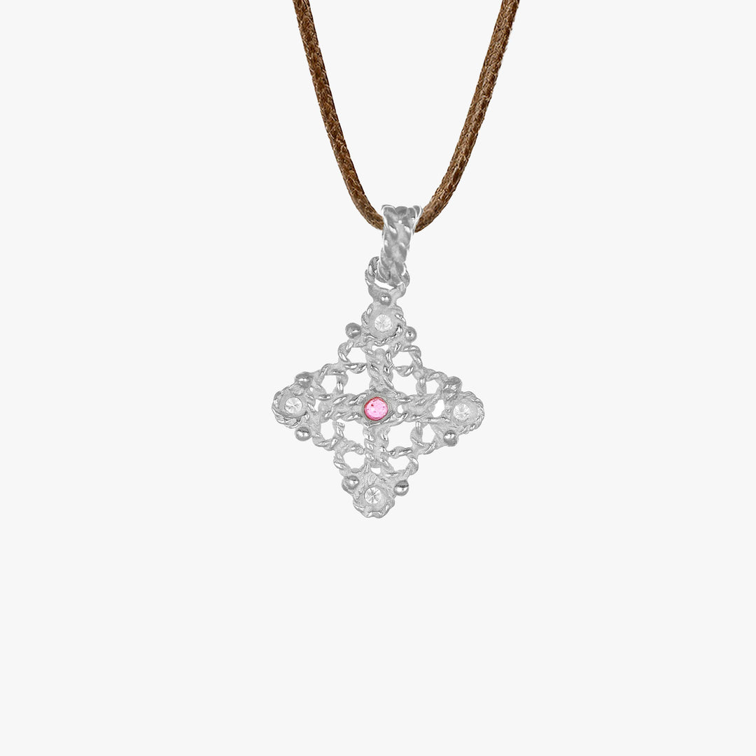 MassimoIzzoJewelers_CrossPendant_WhiteGold18kt_Diamonds_RedRuby_Retro