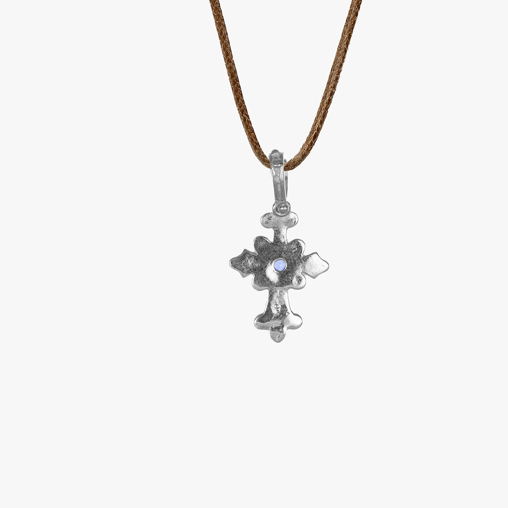 MassimoIzzoJewelers_CrossPendant_WhiteGold18kt_Diamonds_Sapphire_Dietro