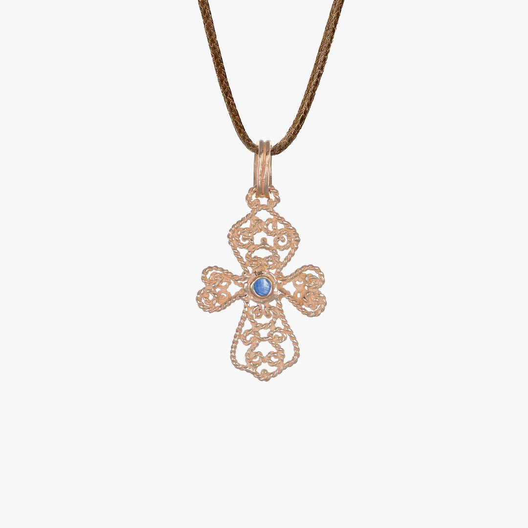 MassimoIzzoJewelers_SapphireCrossPendant_RoseGold18kt_Sapphire_Dietro