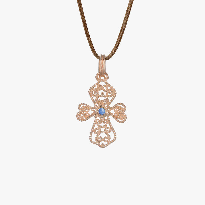 MassimoIzzoJewelers_SapphireCrossPendant_RoseGold18kt_Sapphire_Dietro