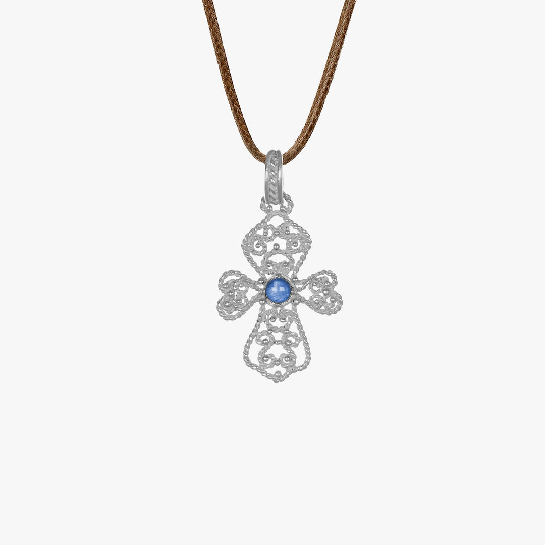 MassimoIzzoJewelers_SapphireCrossPendant_WhiteGold18kt_Sapphire_Fronte