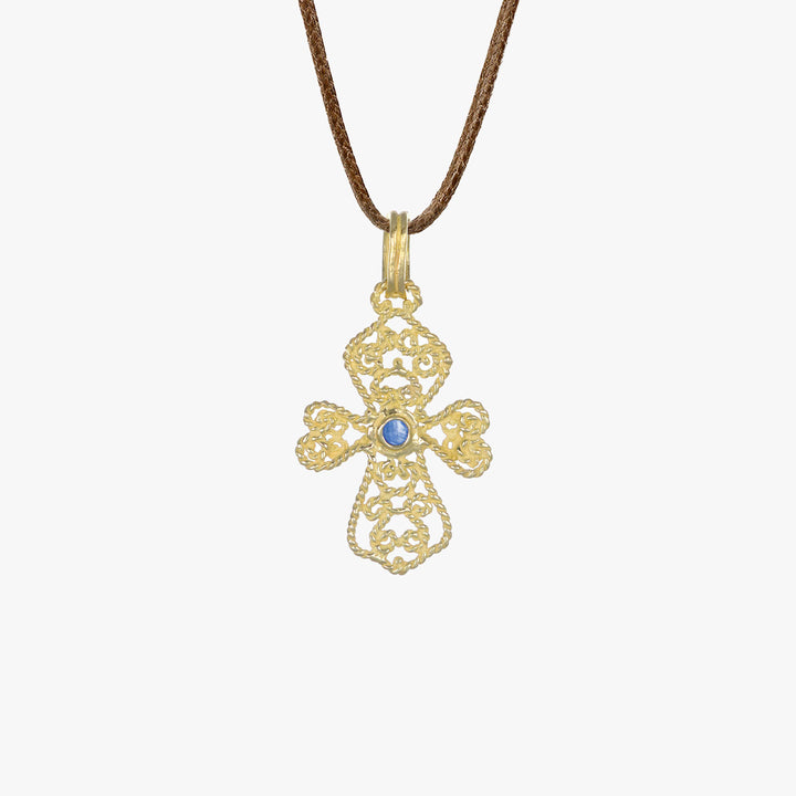 MassimoIzzoJewelers_SapphireCrossPendant_YellowGold18kt_Sapphire_Dietro