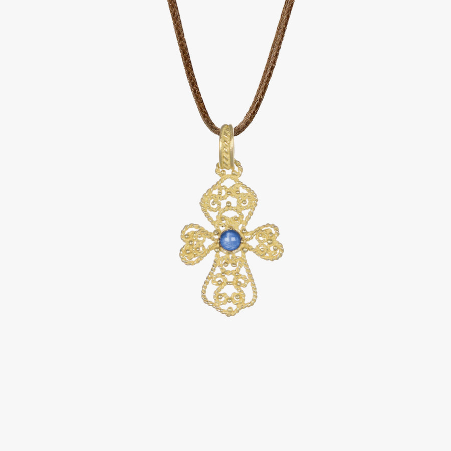 MassimoIzzoJewelers_SapphireCrossPendant_YellowGold18kt_Sapphire_Fronte