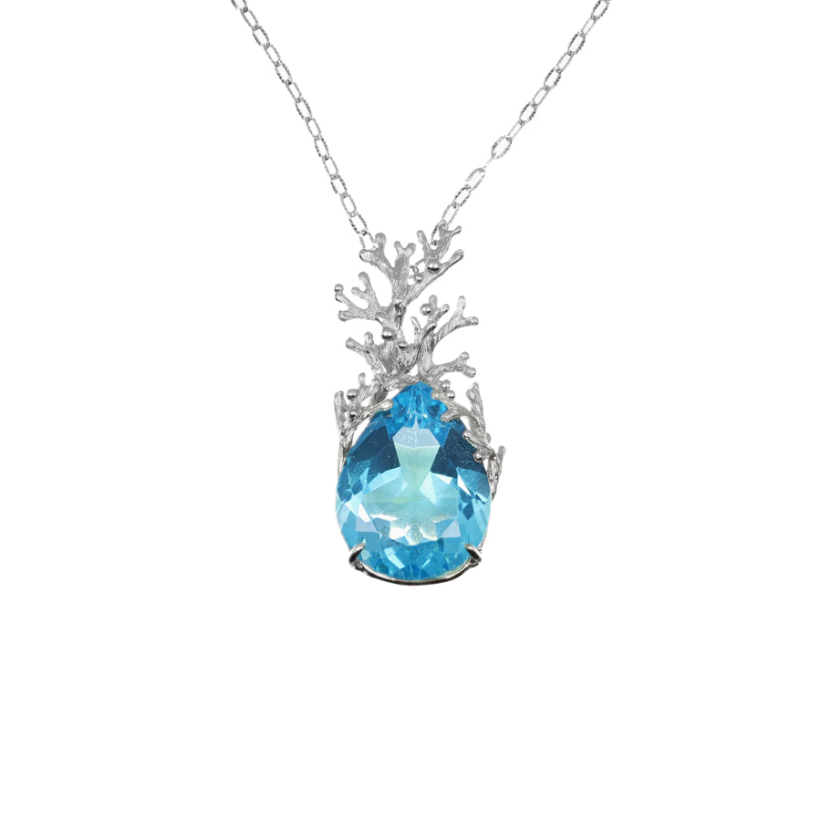 Massimo_Izzo_Jeweler_Coral_Branch_Pendant_White_Gold_Topaz_fronte