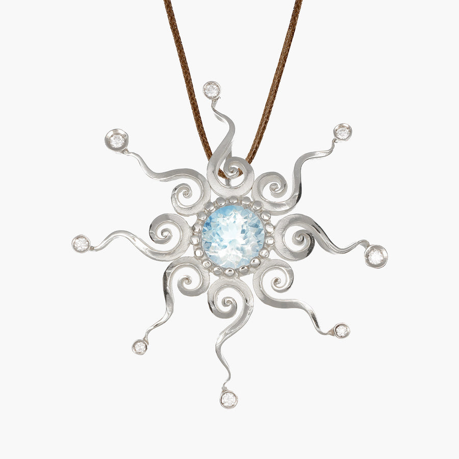 Massimo_Izzo_Jeweler_Sun_Pendant_18kt_gold_aquamarine_Fronte