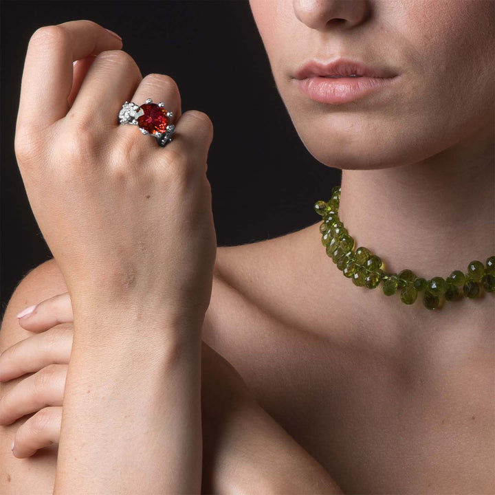 Kingdom of Two Sicilies Pavè Garnet Tangerine Ring